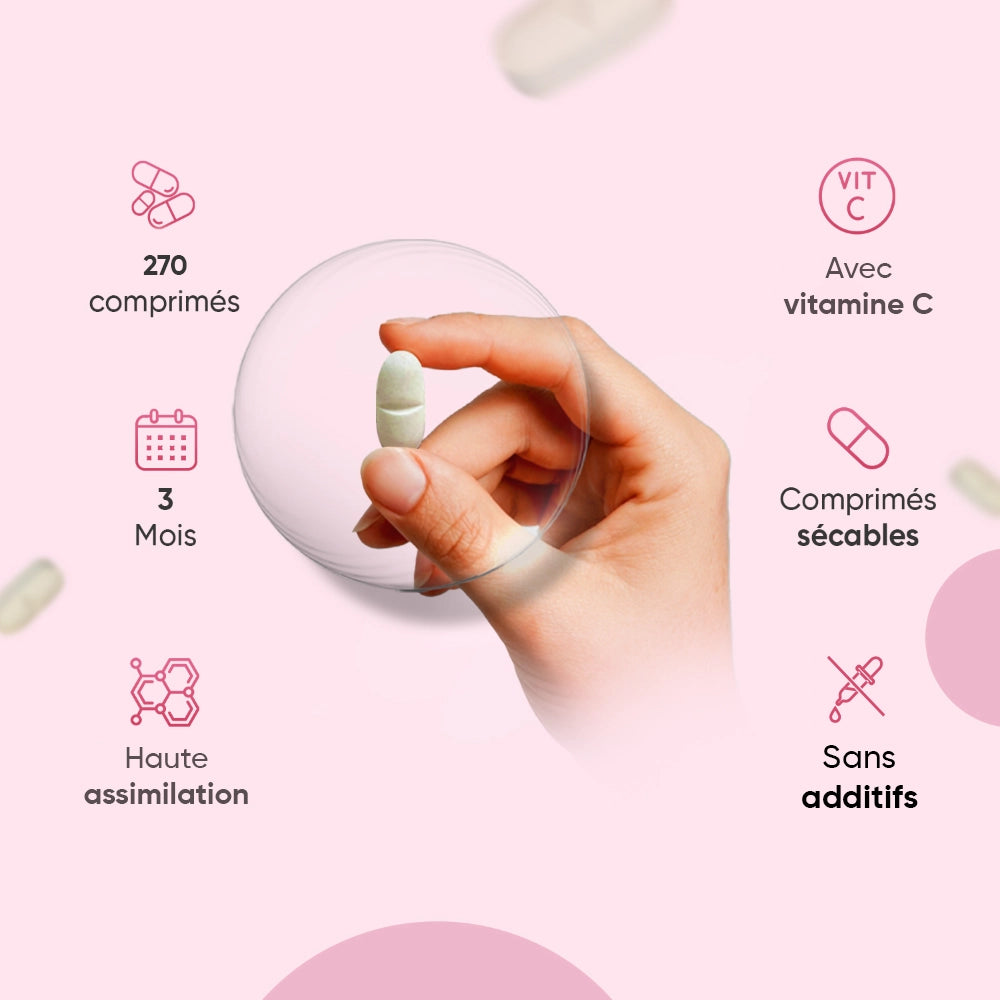Main tenant des comprimés blancs et flacon WeightWorld vitamine C