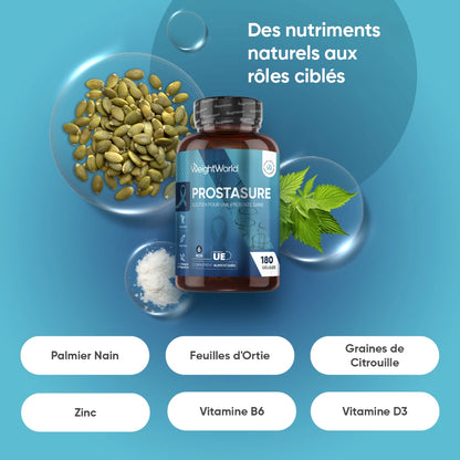 Complément WeightWorld, 180 gélules, ingrédients illustrés: zinc, vitamine B6 et D3