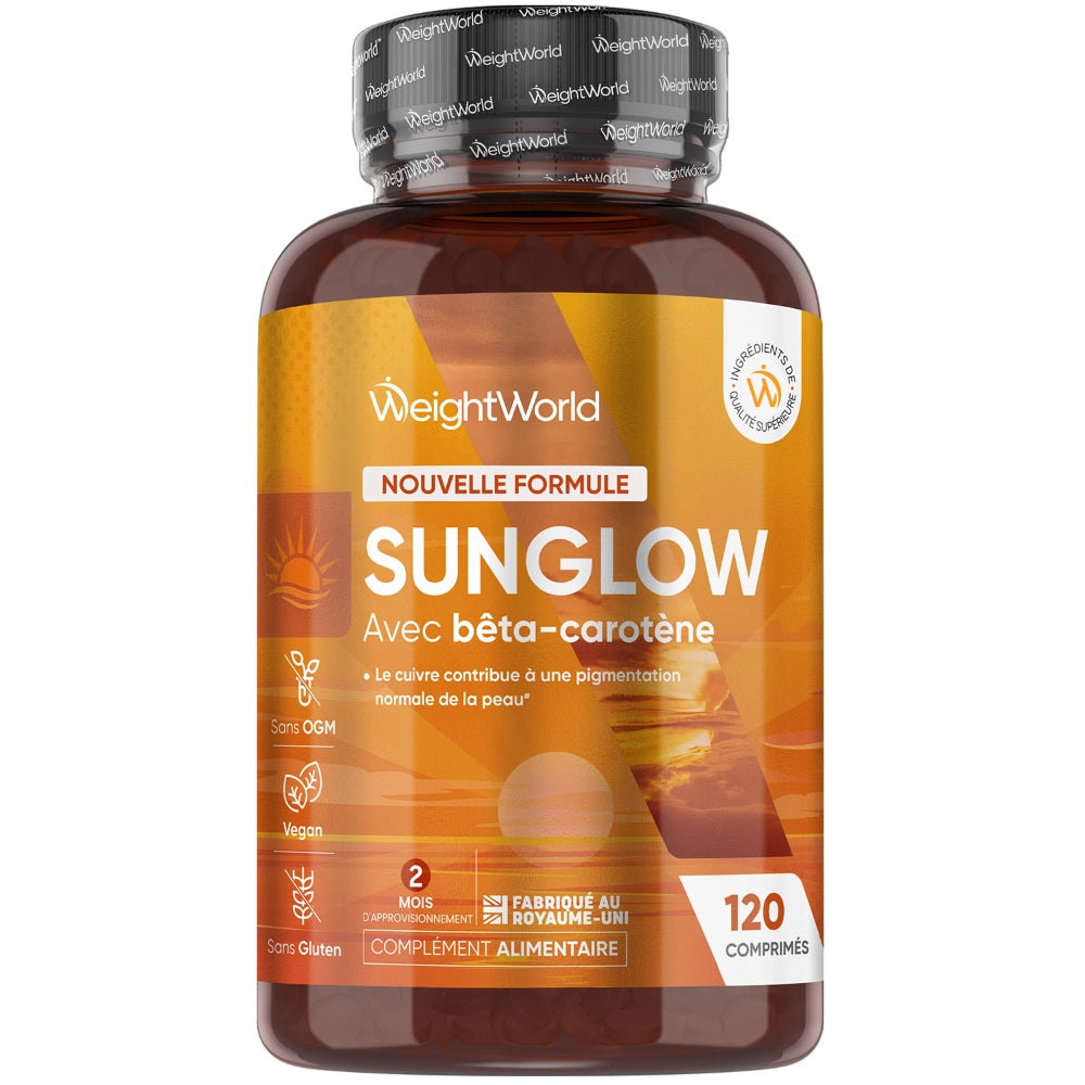 Bouteille de complément alimentaire Sunglow WeightWorld, 120 comprimés, brun foncé