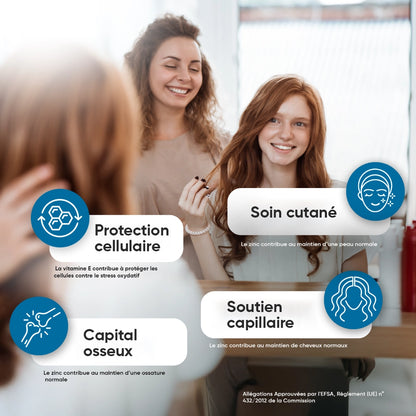 Flacon de collagène vegan avancé WeightWorld, pictogrammes soutien peau et cheveux