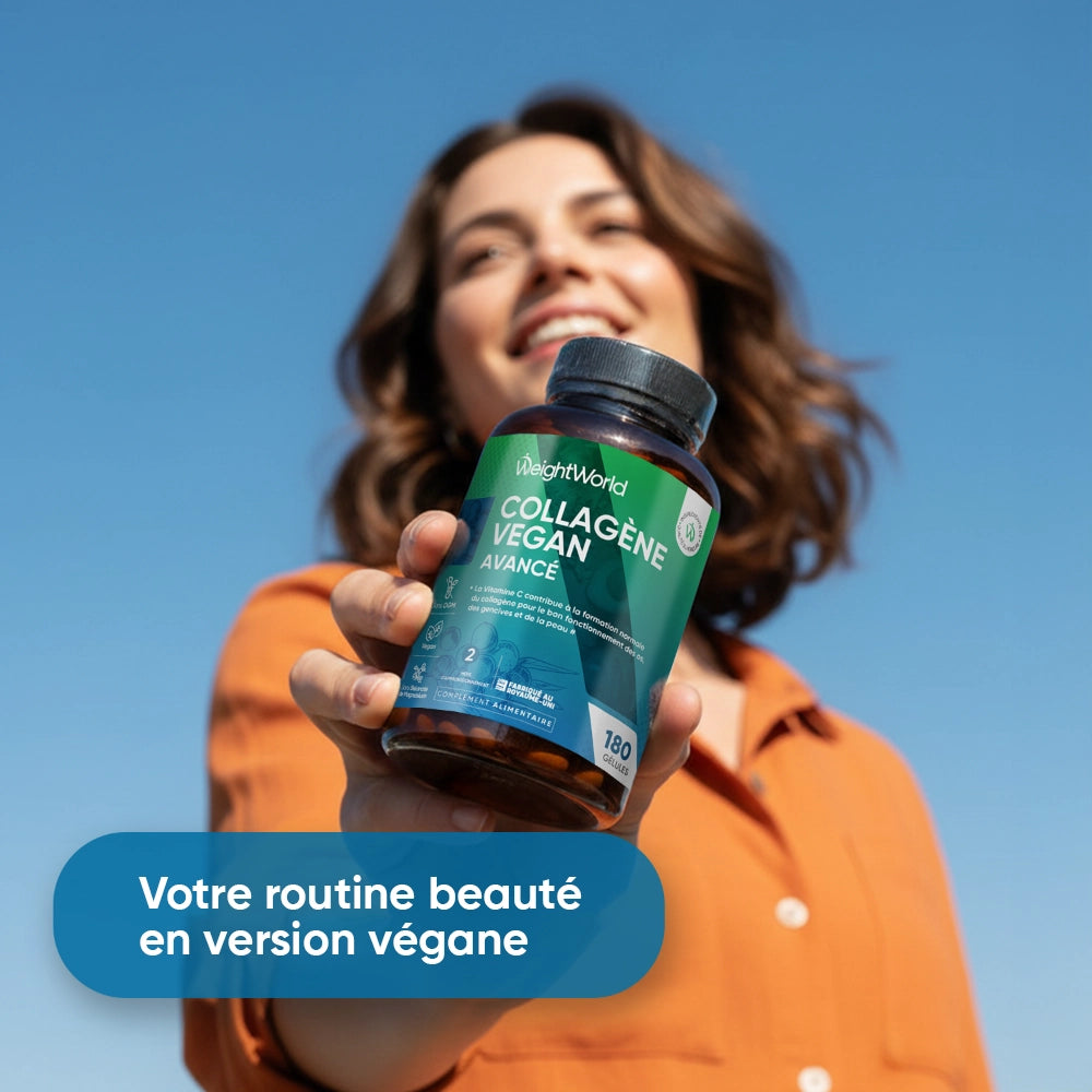 Bouteille WeightWorld collagène vegan avancé, 180 gélules