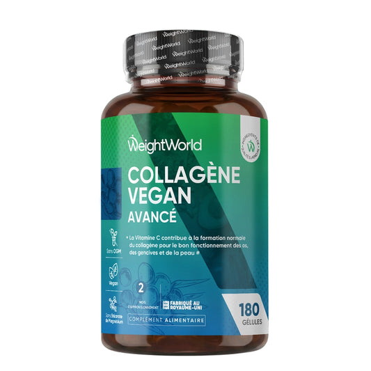 Flacon de collagène vegan avancé WeightWorld, 180 gélules