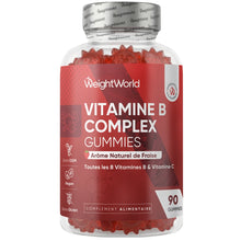 Bocal de gummies Vitamine B Complex WeightWorld, arôme fraise, 90 gummies.
