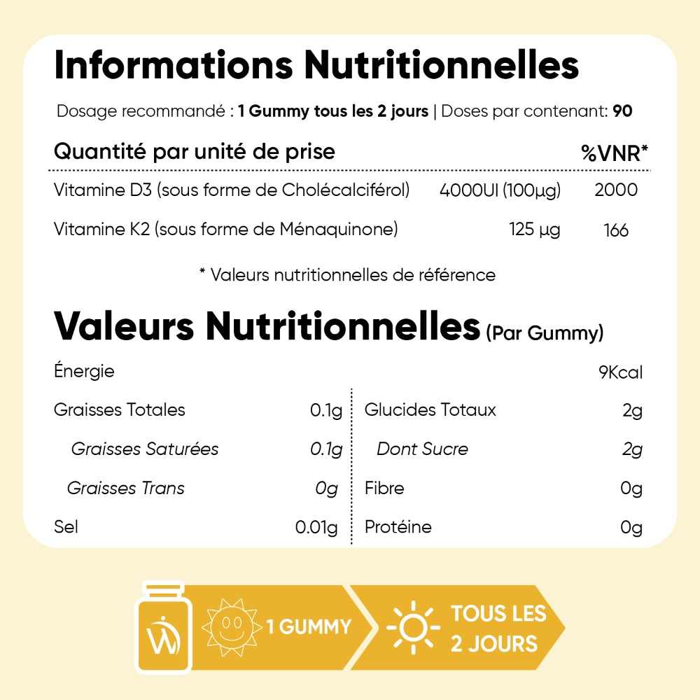 Vitamine D3 et K2 en Gummies