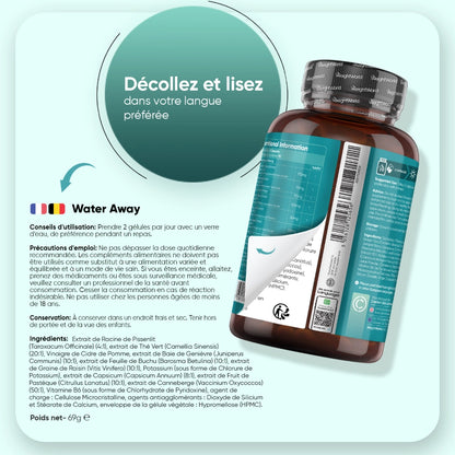 Bouteille WeightWorld montrant la face arrière avec informations et étiquetage.