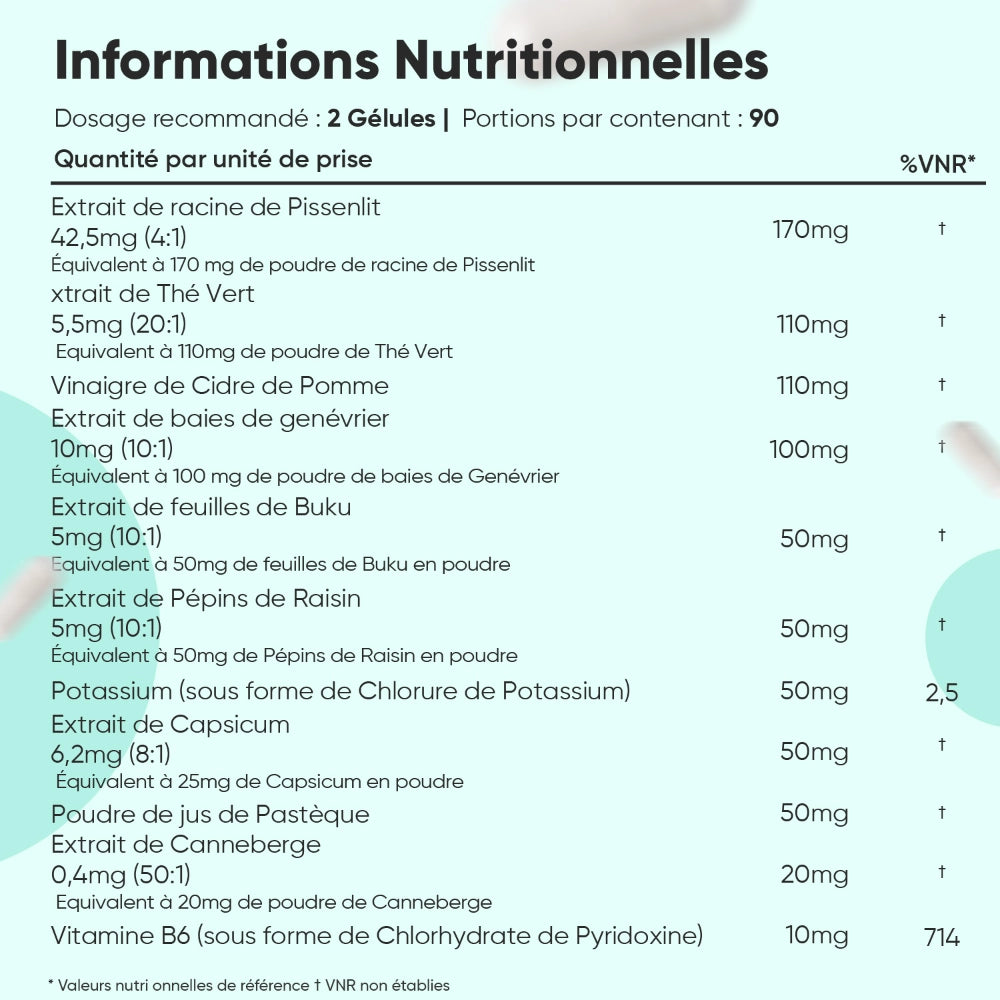 Tableau des informations nutritionnelles sur complément alimentaire WeightWorld.