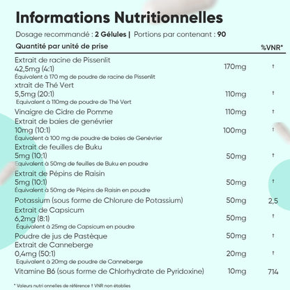 Tableau des informations nutritionnelles sur complément alimentaire WeightWorld.