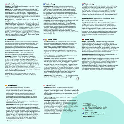 Tableaux d’informations sur complément alimentaire WeightWorld, textes en plusieurs blocs.