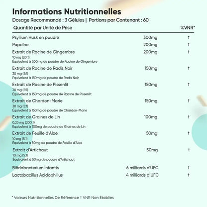 Tableau des informations nutritionnelles du complément WeightWorld, doses et VNR