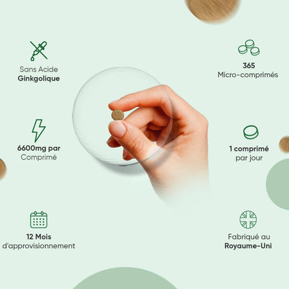 Flacon WeightWorld avec icônes : 365 micro-comprimés et 1 comprimé par jour