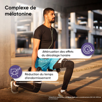 Visuel promotionnel du complexe de mélatonine : atténuation du décalage horaire