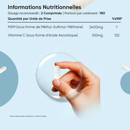 Complément alimentaire WeightWorld MSM avec vitamine C, informations nutritionnelles
