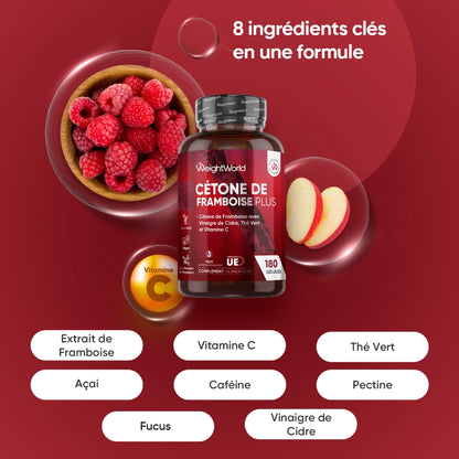 Bocal WeightWorld « Cétone de Framboise Plus » avec framboises, vitamine C et thé vert