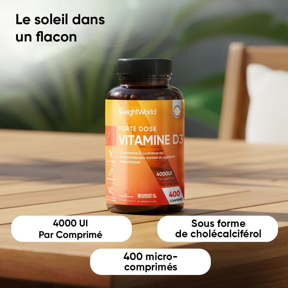Flacon Vitamine D3 WeightWorld 4000 UI, comprimé, 400 micro-comprimés
