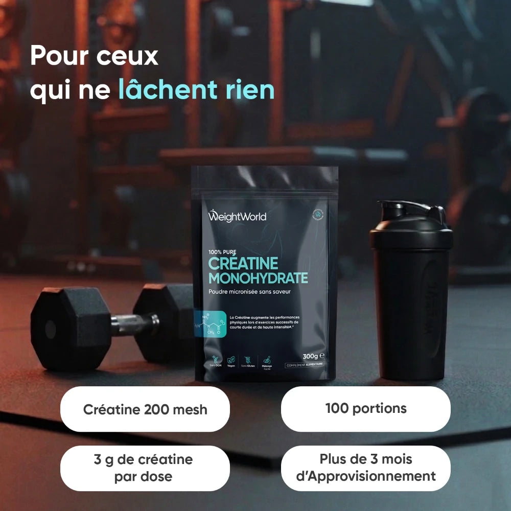 Créatine Monohydrate en poudre micronisée 100% pure