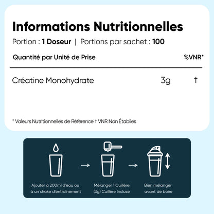 Créatine Monohydrate en poudre micronisée 100% pure