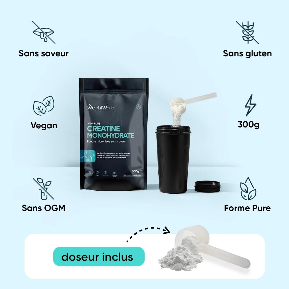 Créatine Monohydrate en poudre micronisée 100% pure