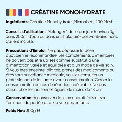Créatine Monohydrate en poudre micronisée 100% pure